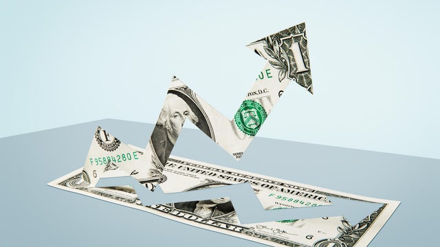 Paper-cut dollar - Growth arrow 