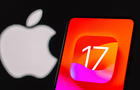 In this photo illustration, the iOS 17 logo is displayed on 