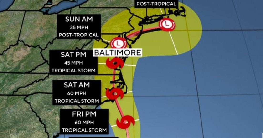 Tropical Storm Warning along East Coast Heres what it means for Maryland Tropical Storm Warning along East Coast Heres what it means for Maryland