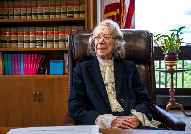 Judge Pauline Newman in her office in Washington, D.C.