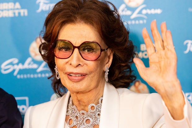 Italian actress Sophia Loren seen at the opening of her