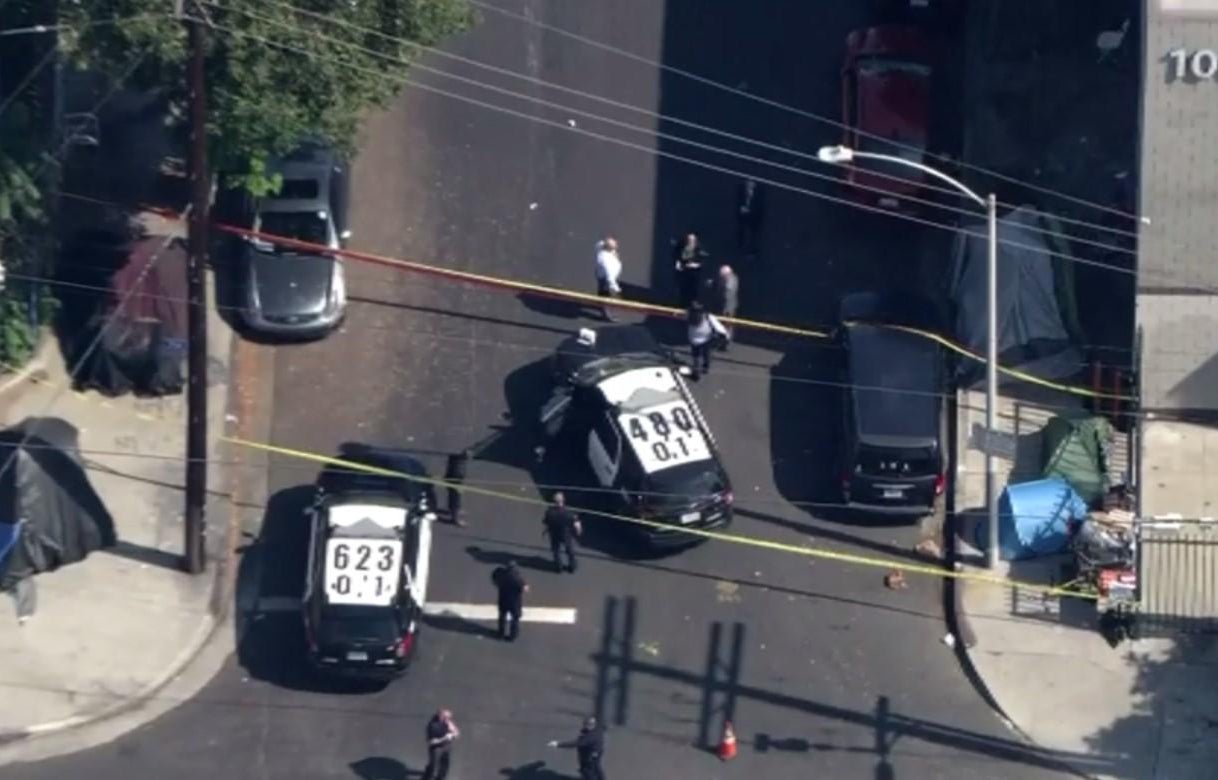 Dog shot by police after attacking man downtown Los Angeles - CBS Los ...