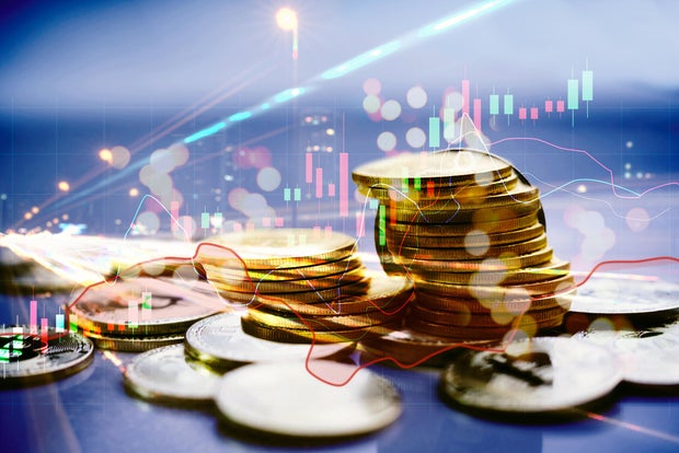 Stock market financial exchange and Trading graph