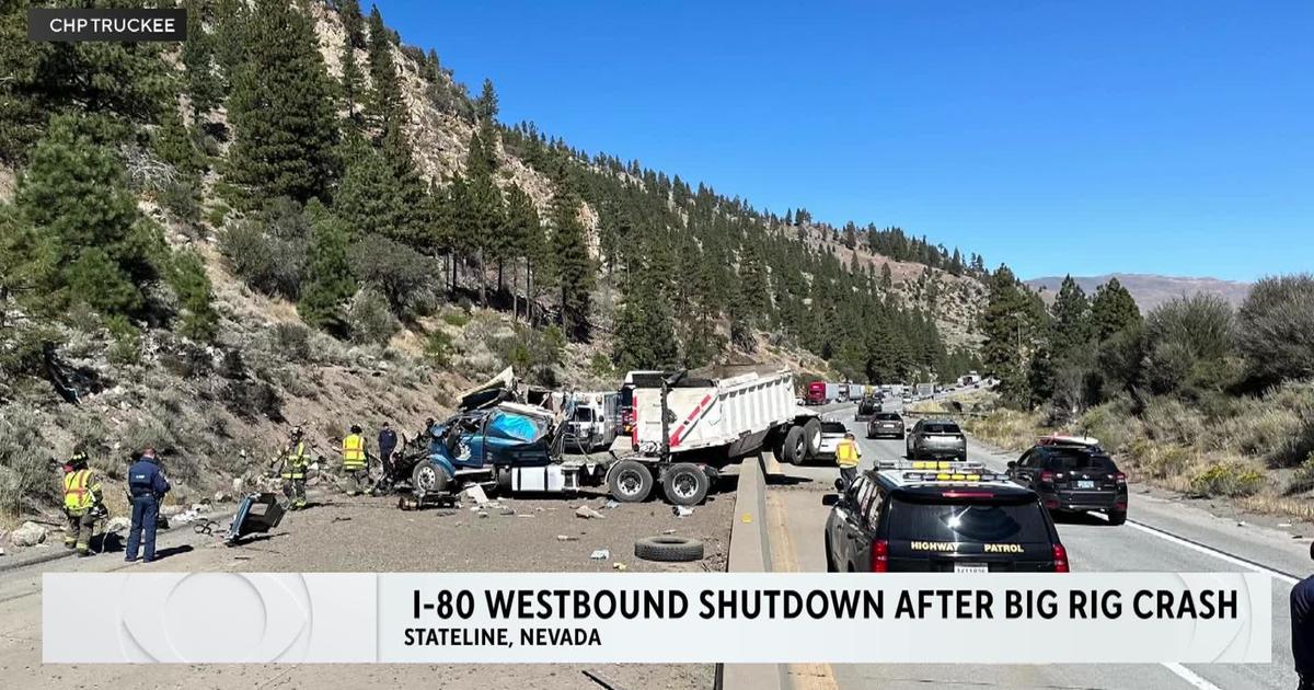 Tractor-trailer crash blocks westbound I-80 near Nevada state line