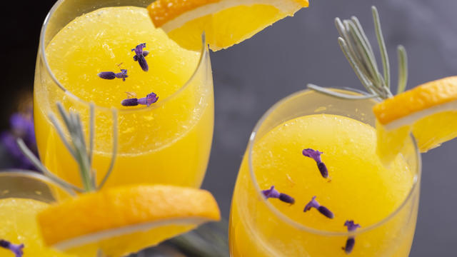 Three mimosa cocktails 