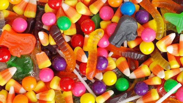mixed halloween candy background 