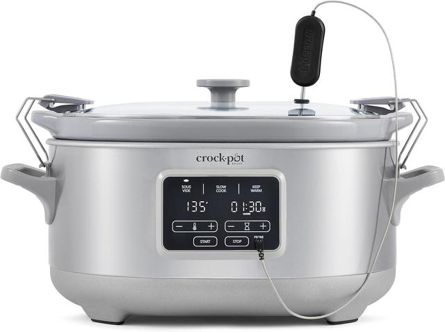 hOmeLabs 6 Quart Programmable Slow Cooker - Stainless Steel Exterior,  Removable Non-Stick Crock and 10-Hour Timer with Auto Shut-Off