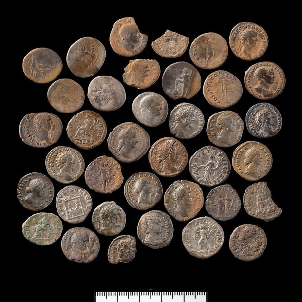 The silver coins found in the smaller hoard