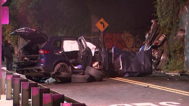 Two vehicles crashed on Paterson Plank Road in Jersey City. 