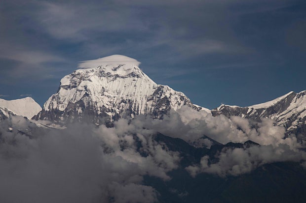 Lenticular clouds over Mount Dhaulagiri. Annapurna Conservation Area (Nepal), August 23, 2019