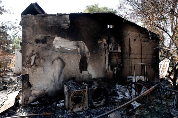 A view shows the remains of a family home in Kibbutz Nir Oz following a deadly infiltration by Hamas gunmen from the Gaza Strip, in Kibbutz Nir Oz, in southern Israel Oct. 19, 2023