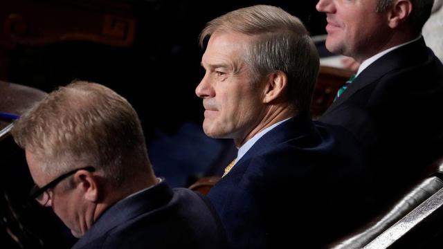 Rep. Jim Jordan watches as the House votes for a third time on whether to elect him speaker of the House on Oct. 20, 2023. 