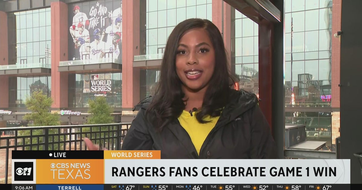 Rangers fans celebrate Game 1 win - CBS Texas