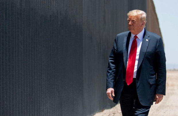 President Donald Trump participates in a ceremony commemorating the 200th mile of border wall at the international border with Mexico in San Luis, Arizona, on June 23, 2020.