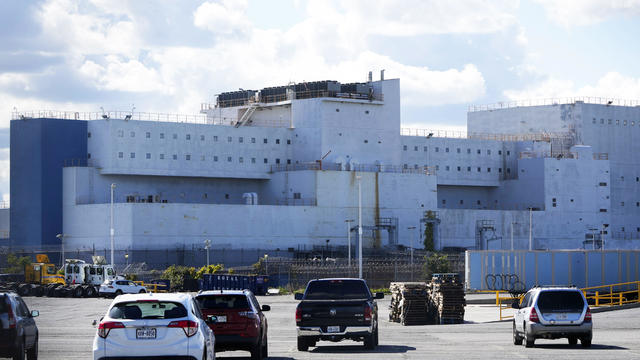 The Vernon C. Bain Correctional Center is seen docked in the Bronx borough of New York, Monday, Oct. 16, 2023. 