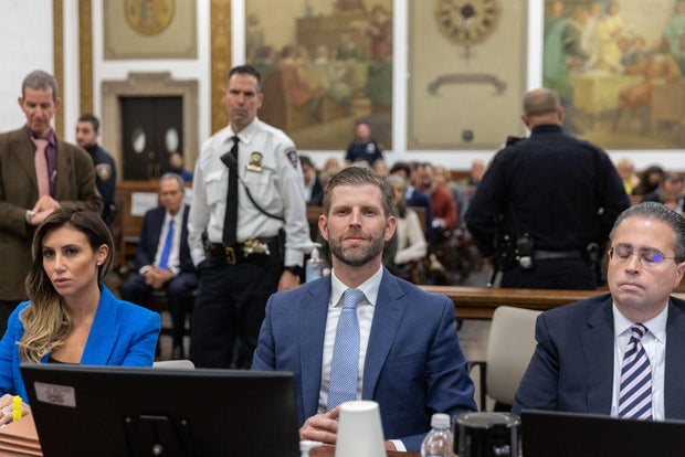 Eric Trump sits in court during his civil fraud trial at New York State Supreme Court on Nov. 2, 2023, in Manhattan.