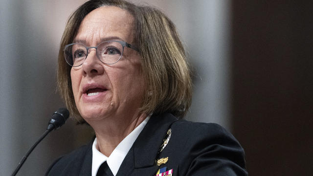 Navy Adm. Lisa Franchetti speaks during a Senate Armed Services Committee hearing on her nomination for reappointment to the grade of admiral and to be Chief of Naval Operations, Sept. 14, 2023, on Capitol Hill in Washington. 