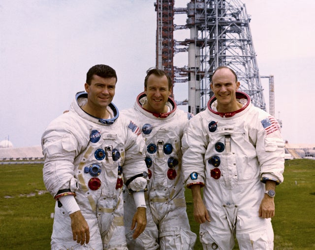 Apollo 13 Astronauts Fred Haise, Jim Lovell, and Ken Mattingly.