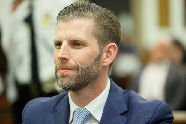 Eric Trump waits to testify at New York State Supreme Court in Manhattan on Thursday, Nov. 2, 2023.