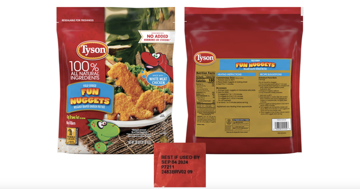 Dyson recalled nearly 30,000 pounds of Dino chicken nuggets