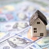 Home model with dollar,home loan rate,Home insurance concept, 
