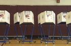 Empty voting booths in a polling location in New York City 