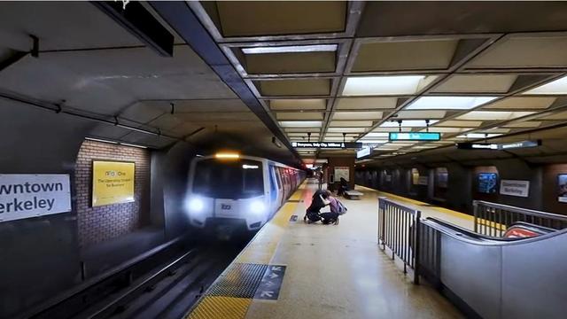 BART train arrives at Downtown Berkeley station 