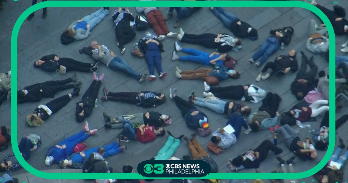 People in support of Palestinians protest at Philadelphia City Hall