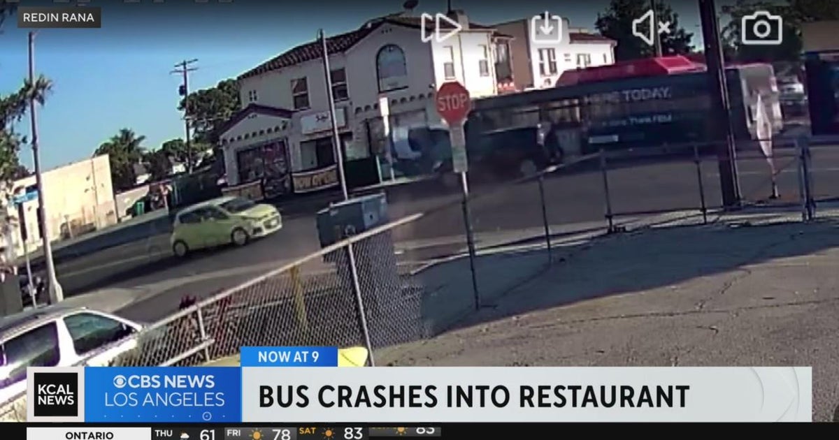 Bus crashes into restaurant after violent collision with speeding Dodge ...