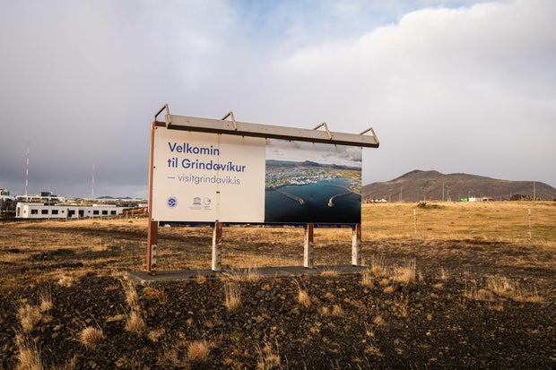 Entrance to the town of Grindavik, Iceland