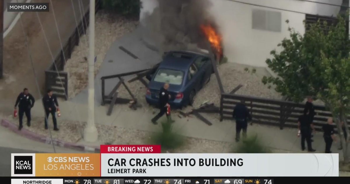 Car crashes into building in Leimert Park - CBS Los Angeles