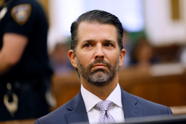 Donald Trump Jr. sits in the courtroom for his family's civil fraud trial at New York State Supreme Court on Nov. 13, 2023. 
