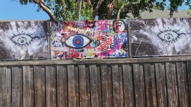 Dispute over tree trimming between Dallas neighbors leads to "threatening" art installations 