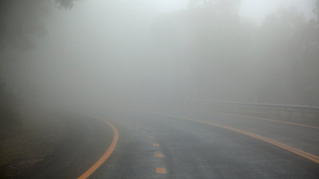 Misty road in Jindabyne, New South Wales, Australia 