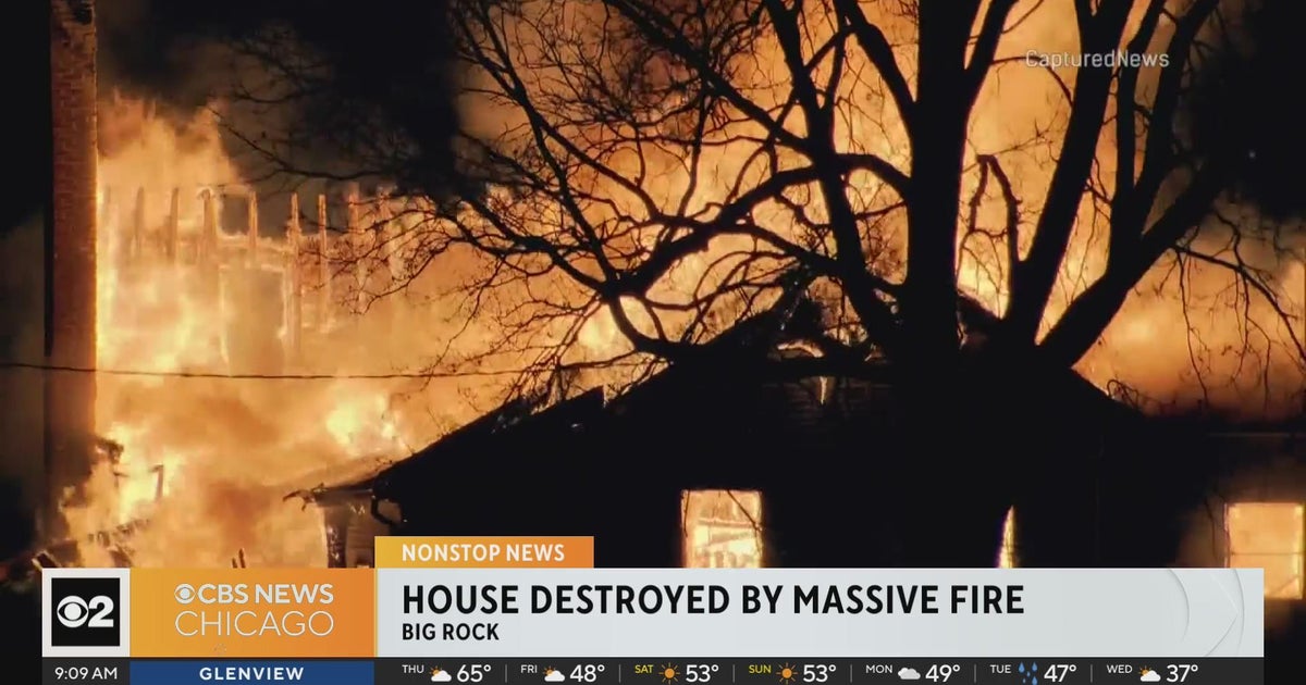 House destroyed by massive fire in Big Rock - CBS Chicago