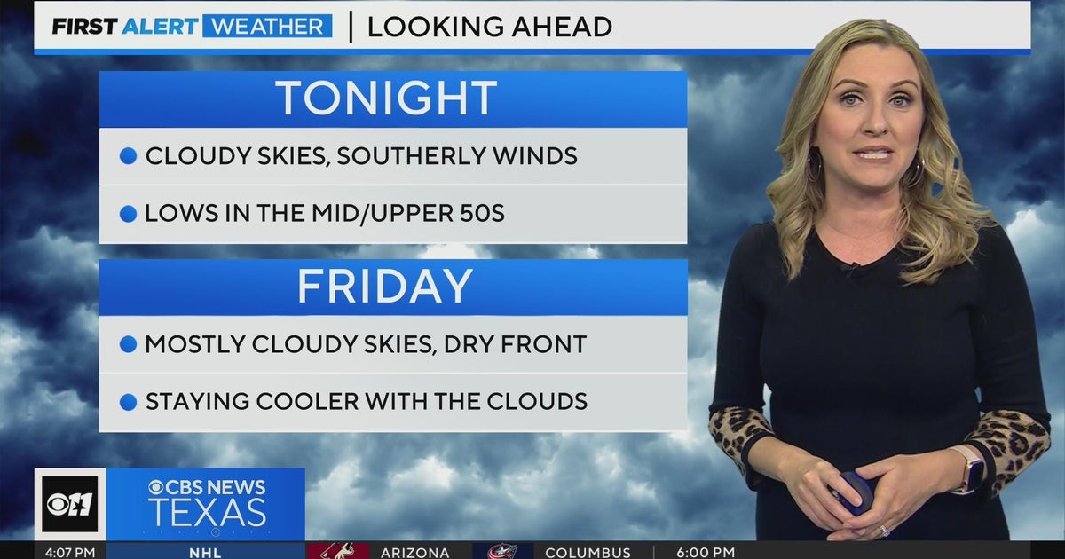 Lows in the 50s, cloudy skies - CBS Texas