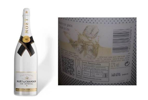 The Netherlands Food and Consumer Product Safety Authority issued an alert about 3-liter bottles of Moët & Chandon Ice Impérial with lot code LAJ7QAB6780004 and LAK5SAA6490005