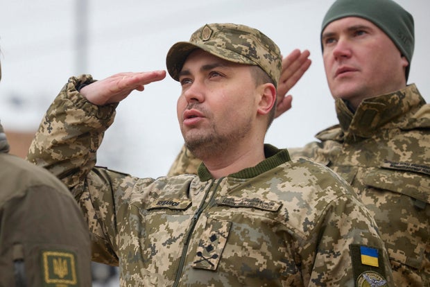 Maj. Gen. Kyrylo Budanov, Ukraine's military intelligence chief, center, attends a commemorative event on the occasion of the Russia Ukraine war one year anniversary in Kyiv, Ukraine, on Feb. 24, 2023
