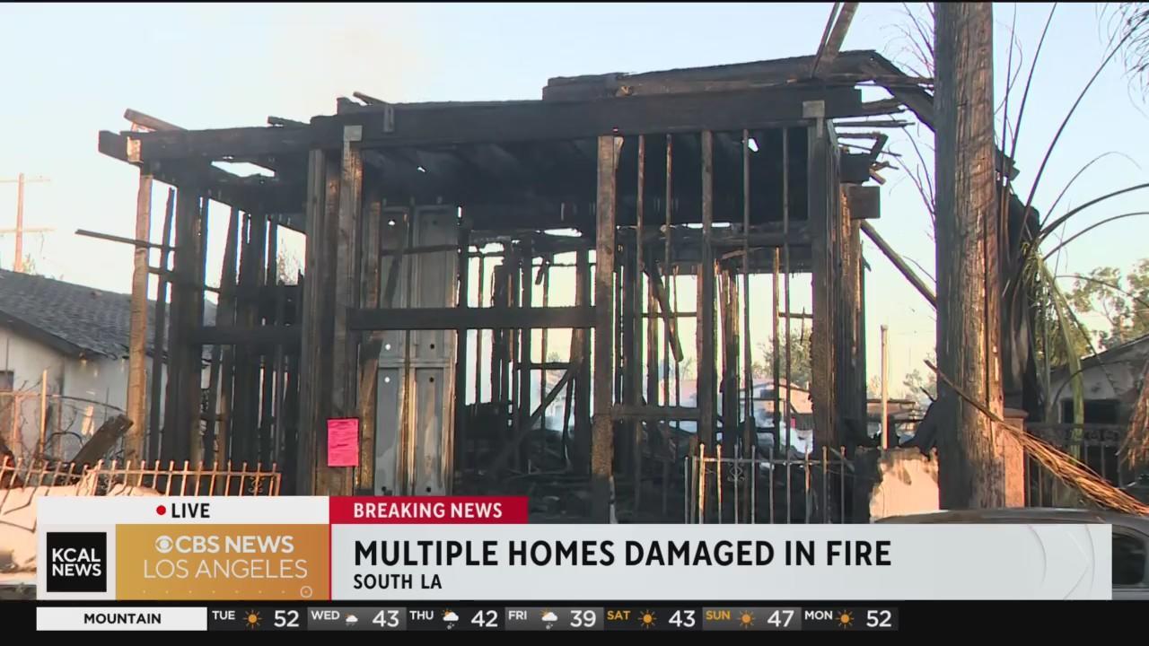 5 homes destroyed in South LA fire, two people in critical condition