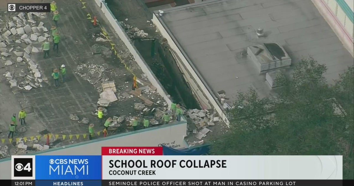 Roof of lined walkway collapsed at Atlantic Complex College in Coconut Creek