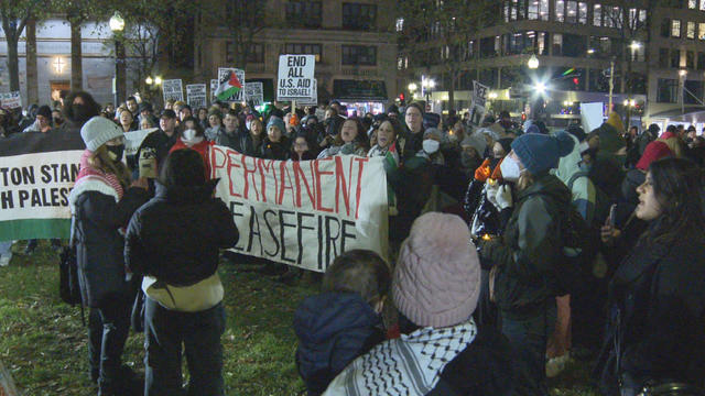 Palestinian protest Boston tree lighting 