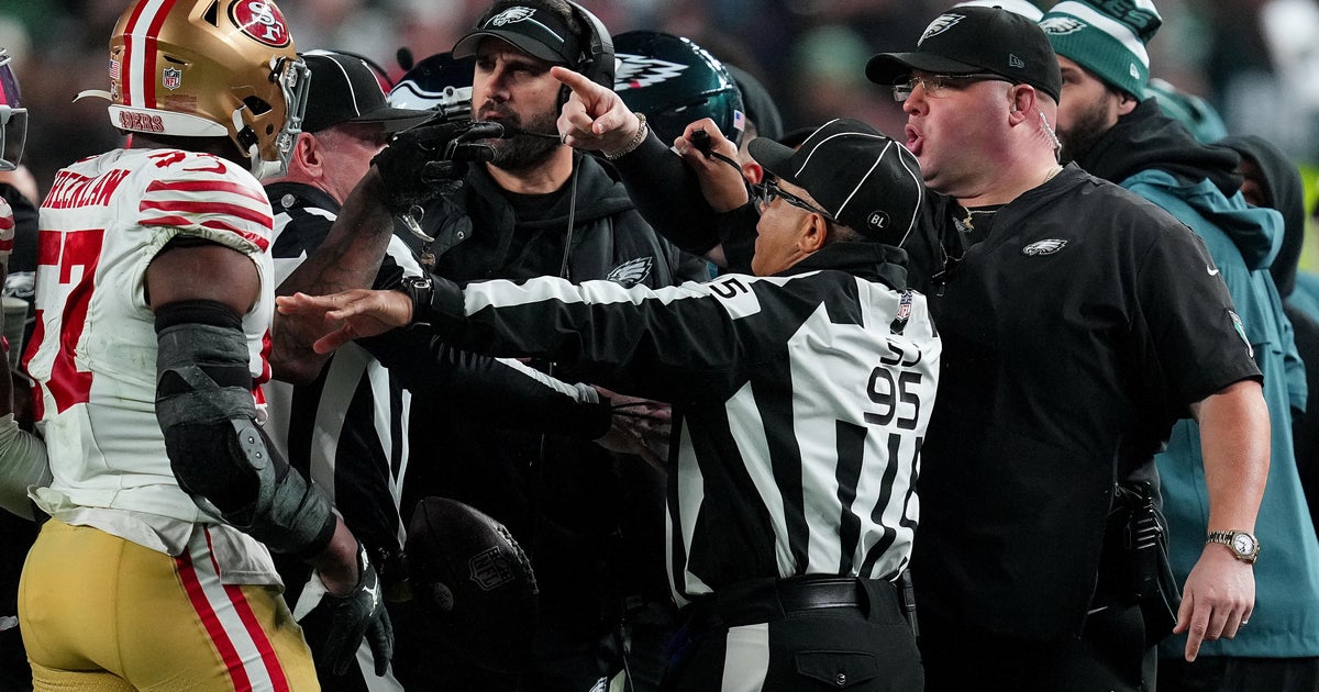 Eagles security chief Dom DiSandro, 49ers linebacker Dre Greenlaw ejected  from NFC title game rematch - CBS Philadelphia