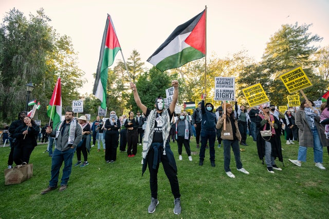 Pro-Palestine rally near a home where President Biden was scheduled to attend a fundraiser in Los Angeles 