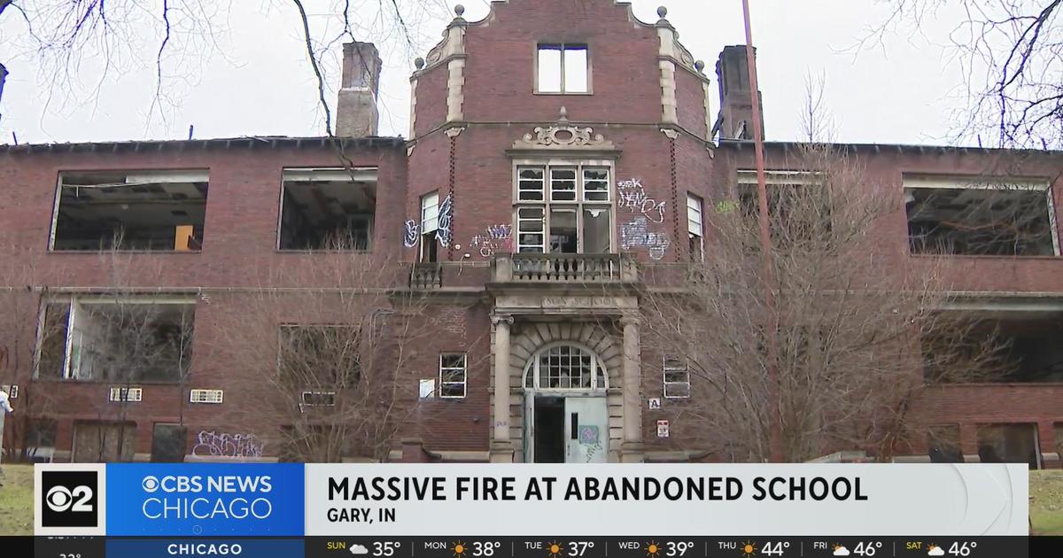 Vacant Emerson High School building gutted by fire in Gary