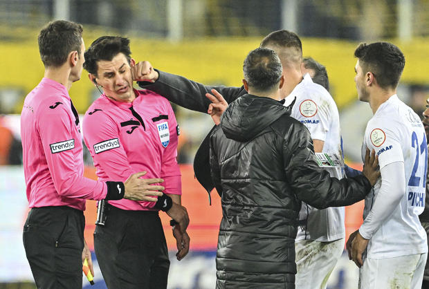 MKE Ankaragucu President Faruk Koca punches referee Halil Umut Meler 