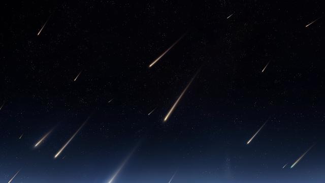 Beautiful starfall in the sky. A stream of meteors reached the Earth. 
