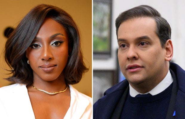 Comedian Ziwe (left) and George Santos