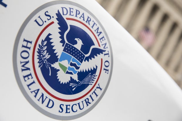 The Department of Homeland Security logo is seen on a law enforcement vehicle in Washington on March 7, 2017.