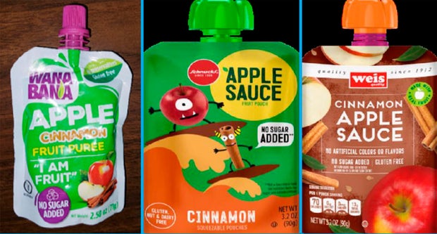 Packages of recalled applesauce