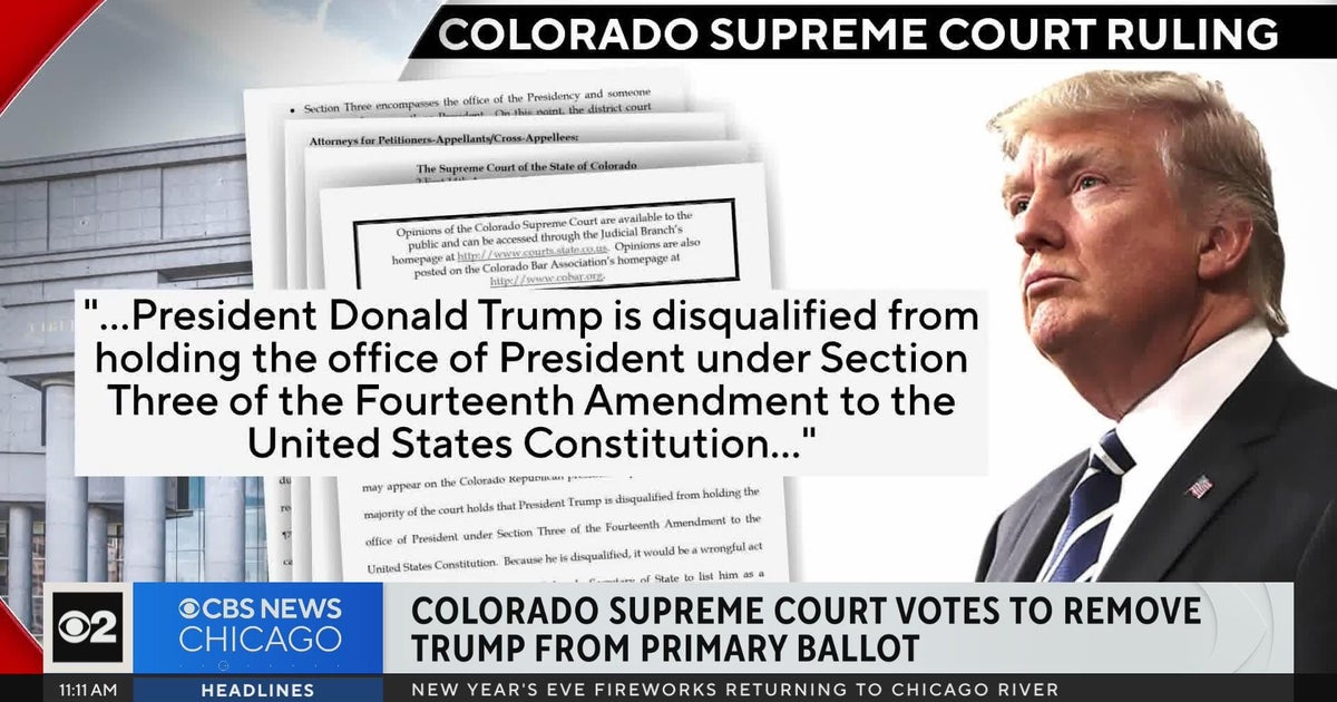 Colorado Supreme Court removes Donald Trump from primary ballot - CBS ...